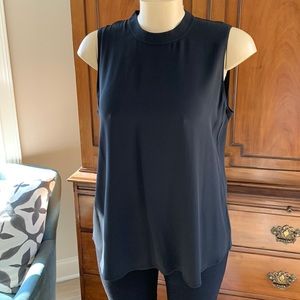 Eileen Fisher high neck, sleeveless silk tank tunic
